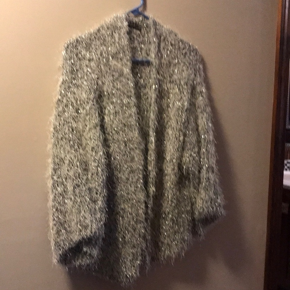 Sparkly knit jacket, longer in front